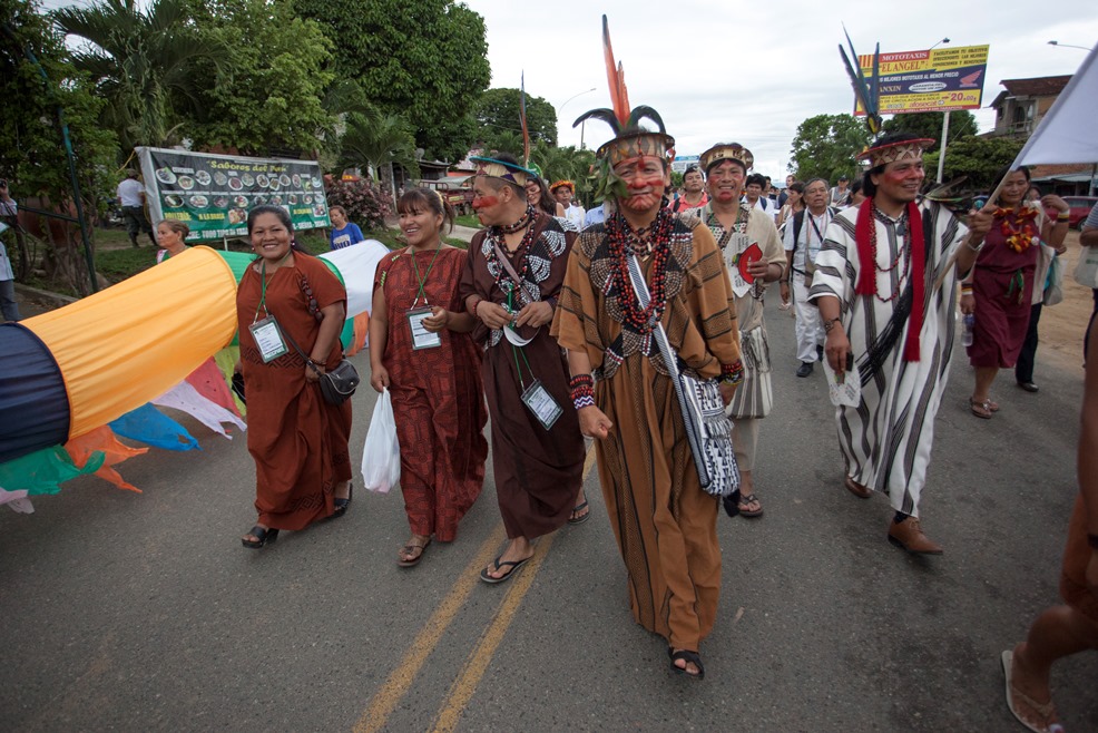 Indígenas del pueblo Asháninka en marcha del VIII FOSPA, en Tarapoto. Foto: CAAAP
