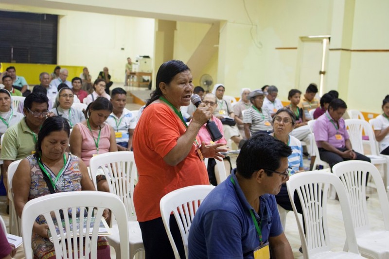 Participando en la asamblea territorial presinodal que se realizó en Yurimaguas, en setiembre último. Foto: CAAAP