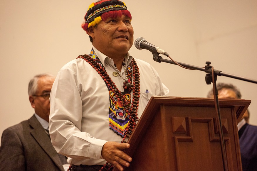 Wrays Pérez, presidente del Gobierno Territorial Autónomo Wampis, durante un evento de 2017. Foto: CAAAP