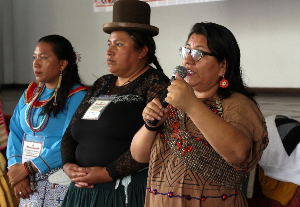 Ketty Marcelo, en calidad de presidenta de ONAMIAP, durante el evento desarrollado en Huachipa. Foto: ONAMIAP