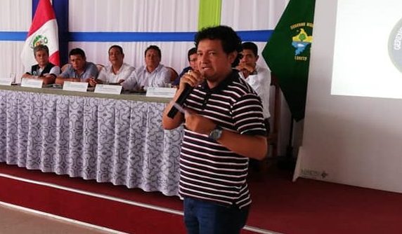 Alcalde de Morona, durante el encuentro desarrollado en Iquitos. Foto: Municipalidad Distrital de Morona