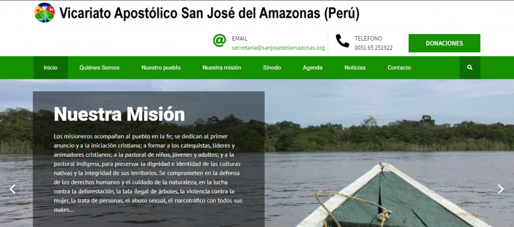 Web renovada del Vicariato San José del Amazonas. Imagen: VSJA