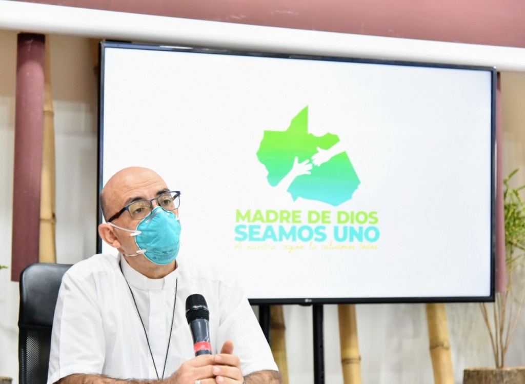 David Martínez de Aguirre, obispo de Puerto Maldonado, durante la presentación de la campaña. Foto: Paolo Peña