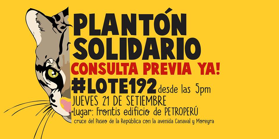 Hoy plantón en Petroperú por la consulta del Lote 192