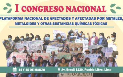 Afectados por metales tóxicos de más de doce regiones del Perú se reunirán este 14 y 15 de marzo